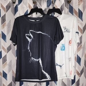 Two Cat Graphic T-Shirts
